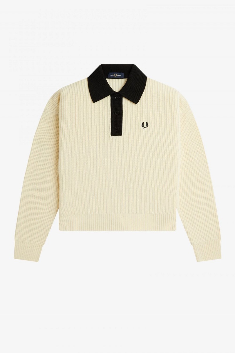 Fred Perry Knitted Women's Shirt Beige | UQCFE5382