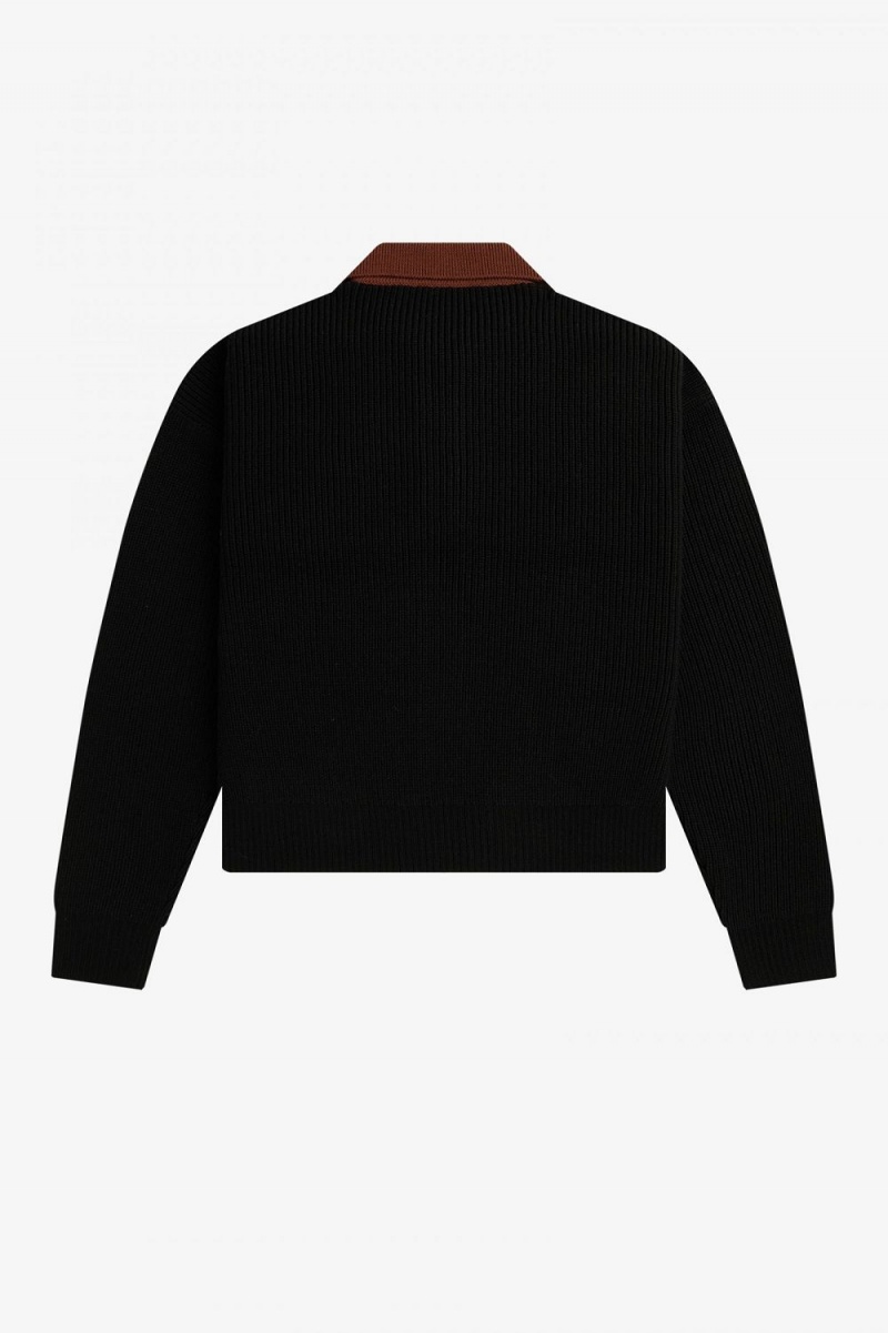 Fred Perry Knitted Women's Shirt Black | OIPXJ2357