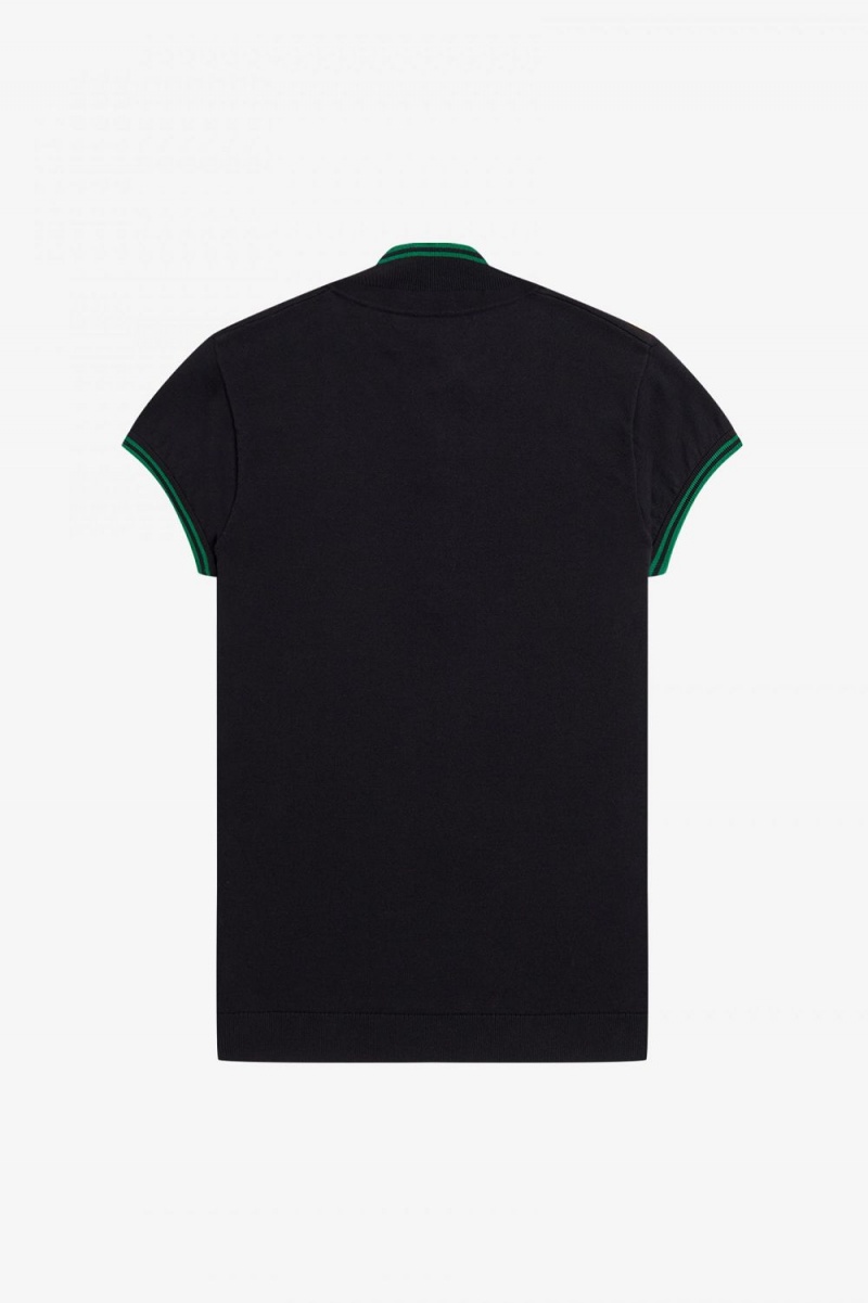 Fred Perry Knitted Women's Shirt Black | XSPFC6920