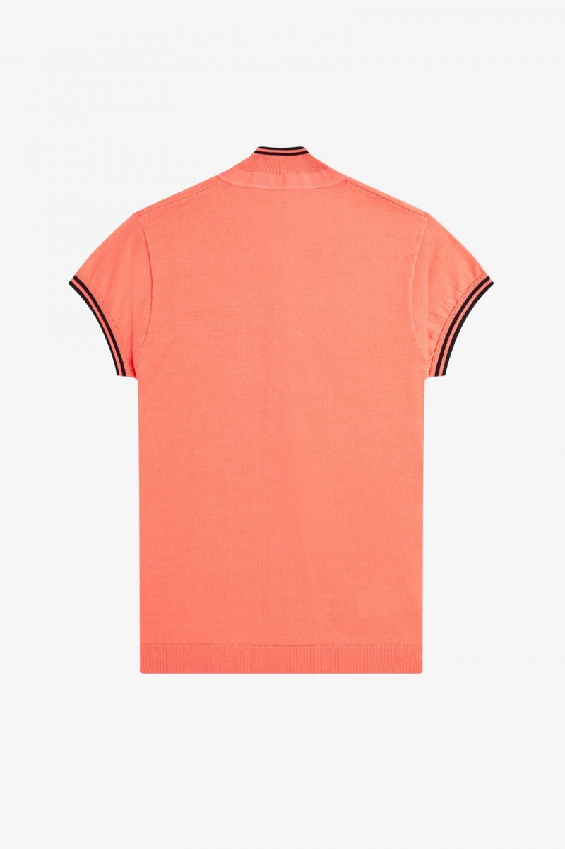 Fred Perry Knitted Women's Shirt Coral Heat | UJYVC8094