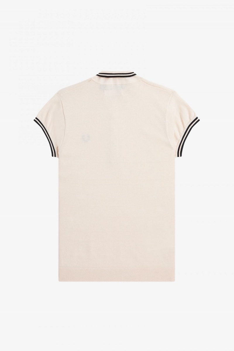 Fred Perry Knitted Women's Shirt Milky Pink | PJNLT7925