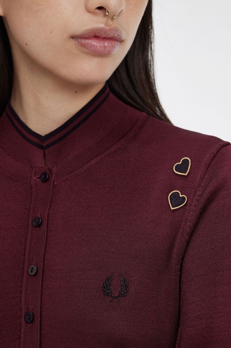 Fred Perry Knitted Women's Shirt Oxblood | CLAOY5207