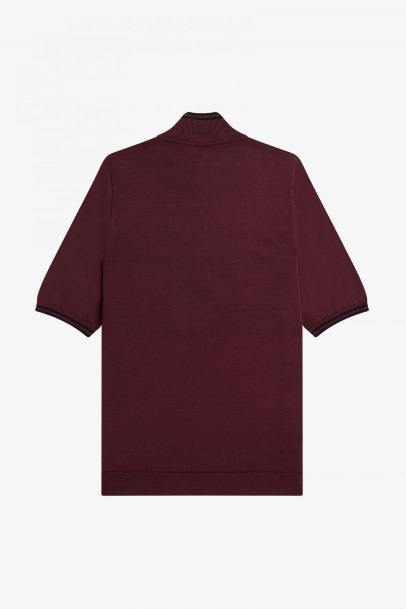 Fred Perry Knitted Women's Shirt Oxblood | CLAOY5207