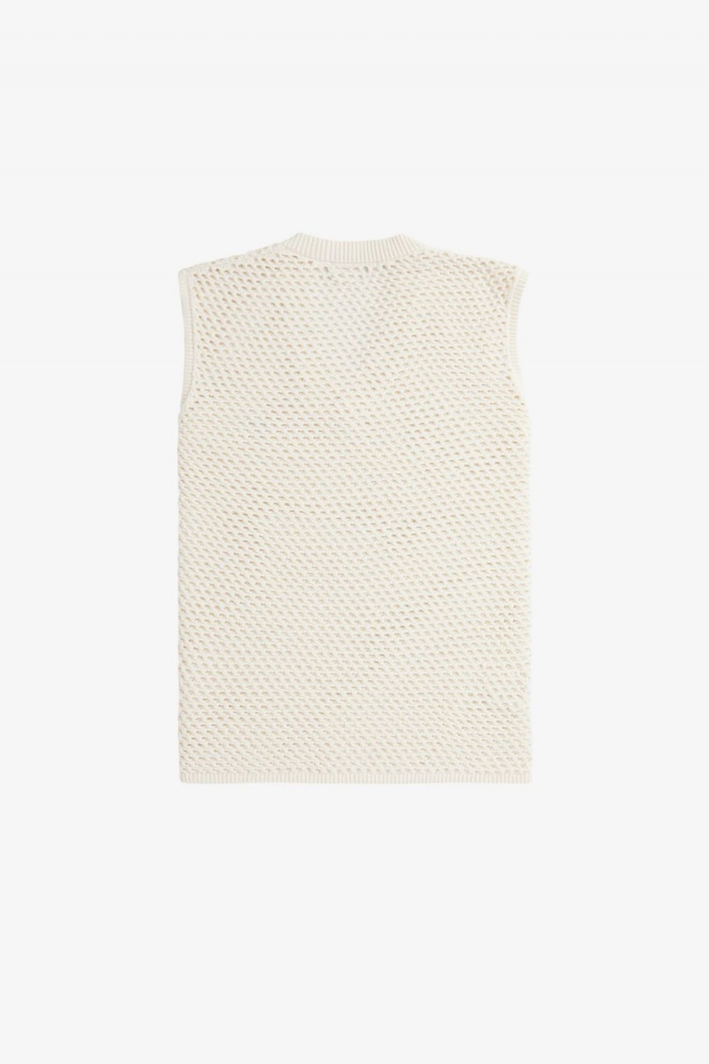 Fred Perry Lace Knit Men's Tanks Beige | QZSET8315