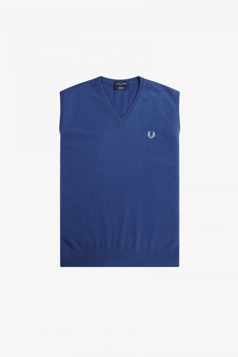 Fred Perry Lambswool Men's Tanks Cobalt | WLCIB9523