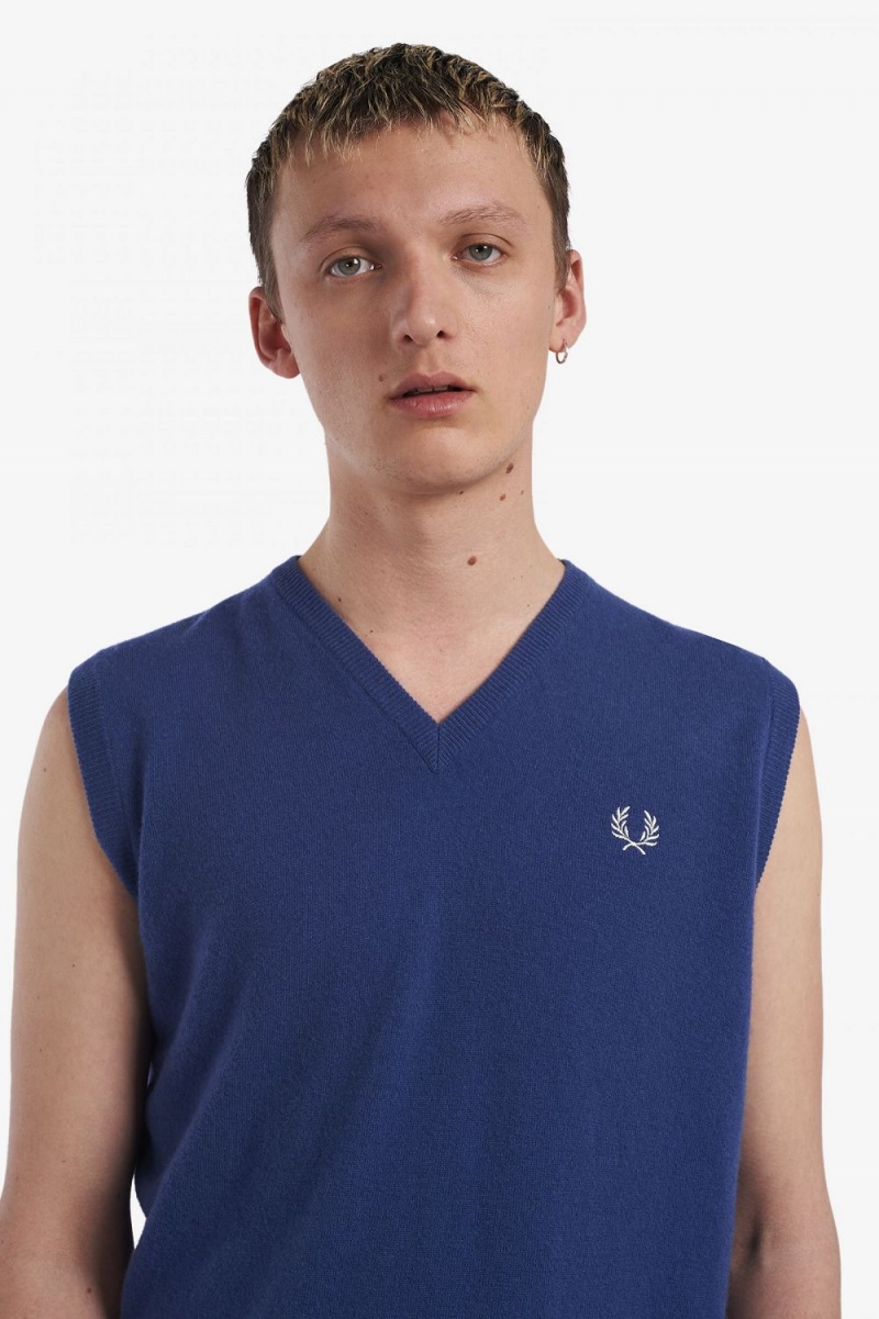 Fred Perry Lambswool Men's Tanks Cobalt | WLCIB9523