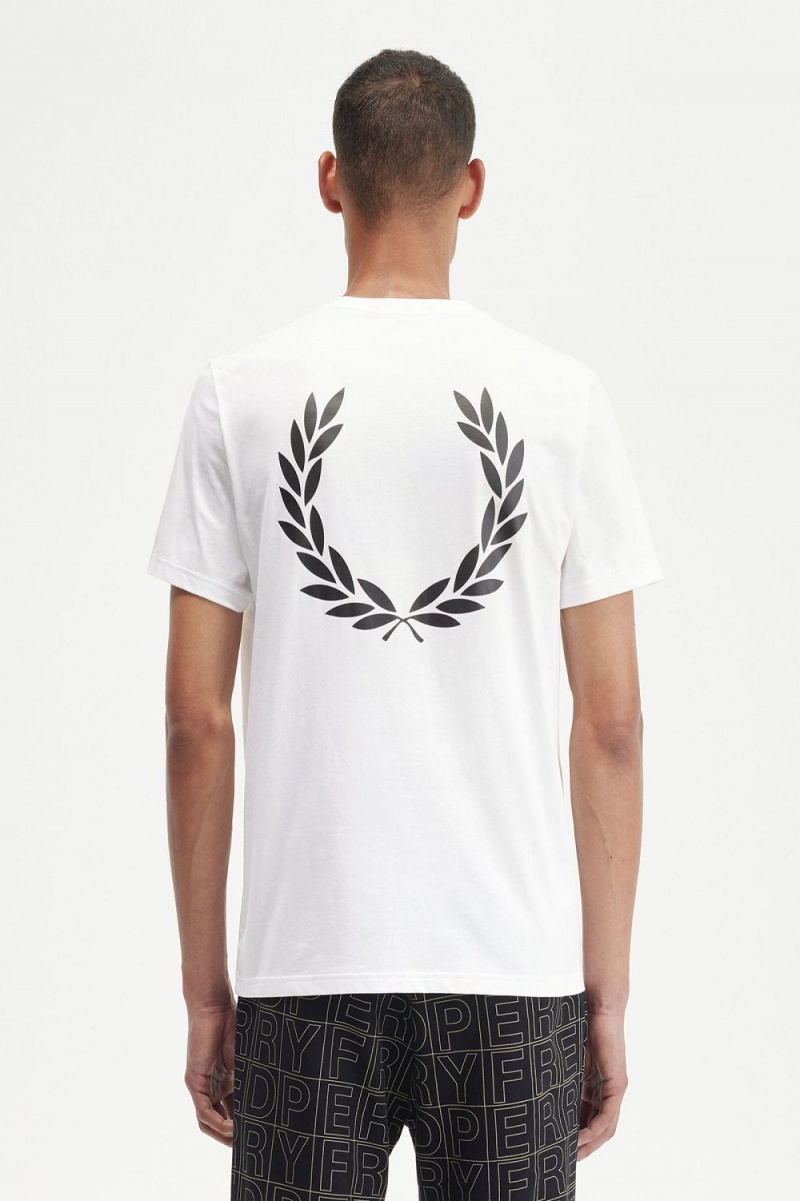 Fred Perry Laurel Wreath Graphic Men's T-Shirt White | OENAP2630