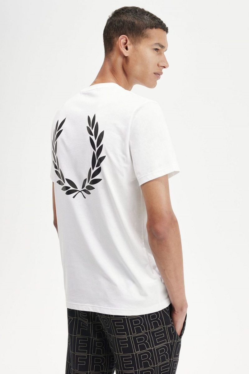 Fred Perry Laurel Wreath Graphic Men's T-Shirt White | OENAP2630