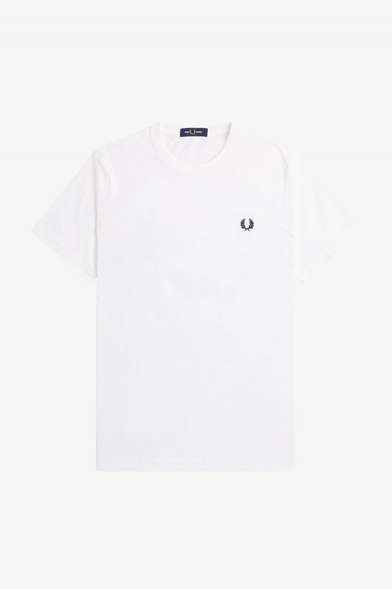 Fred Perry Laurel Wreath Graphic Men's T-Shirt White | OENAP2630