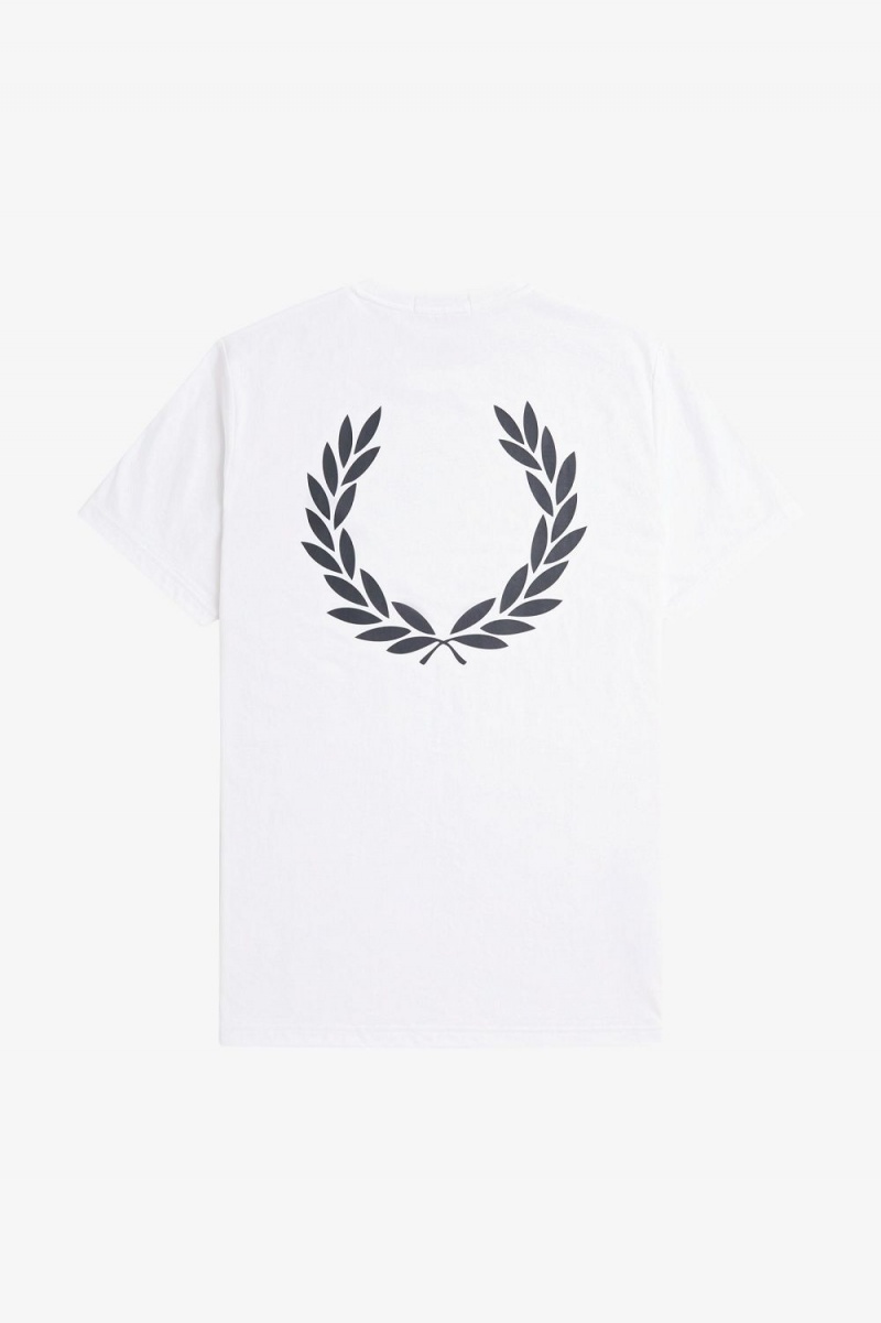 Fred Perry Laurel Wreath Graphic Men's T-Shirt White | OENAP2630