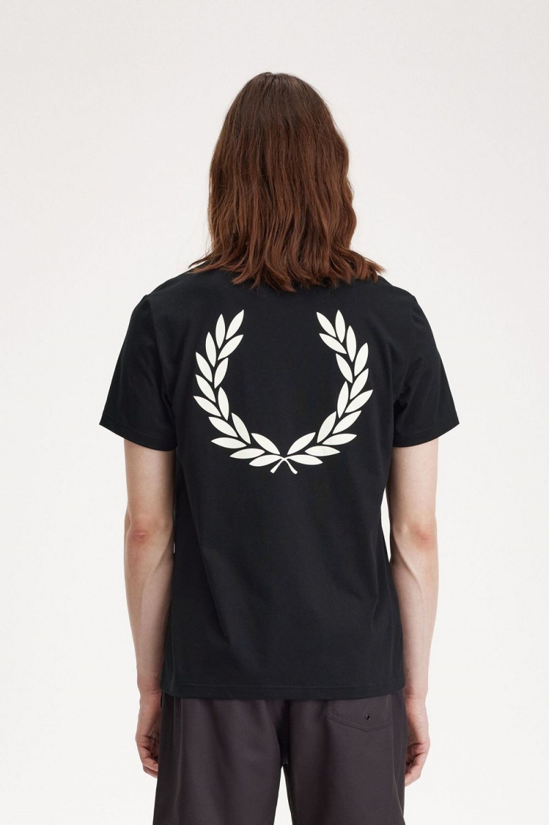 Fred Perry Laurel Wreath Graphic Men's T-Shirt Black | QBVRC1054