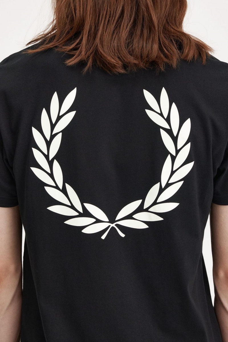 Fred Perry Laurel Wreath Graphic Men's T-Shirt Black | QBVRC1054