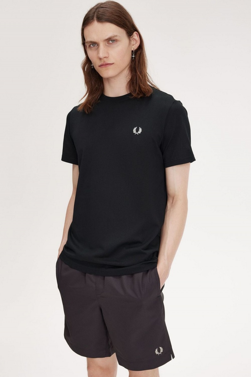 Fred Perry Laurel Wreath Graphic Men's T-Shirt Black | QBVRC1054