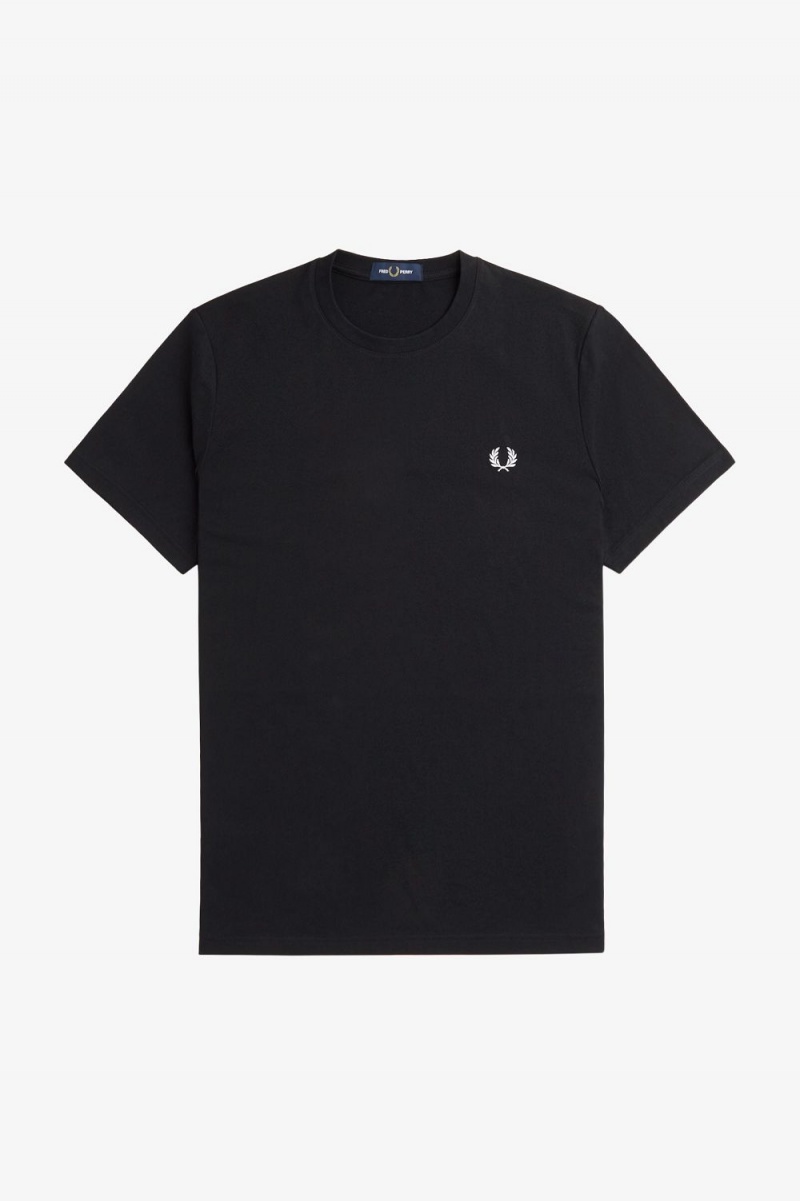 Fred Perry Laurel Wreath Graphic Men's T-Shirt Black | QBVRC1054