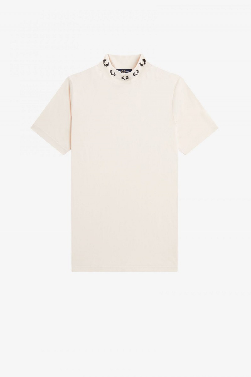 Fred Perry Laurel Wreath High Neck Women's T-Shirt Silky Peach | OYIXB9042