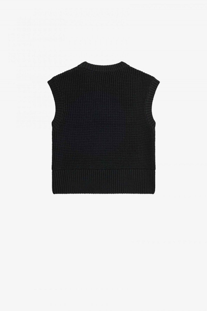 Fred Perry Laurel Wreath Knitted Women's Tanks Black | LOKNA6231