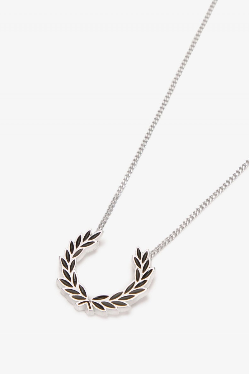 Fred Perry Laurel Wreath Necklace Men's Jewellery Metallic Silver | LQVEP4752