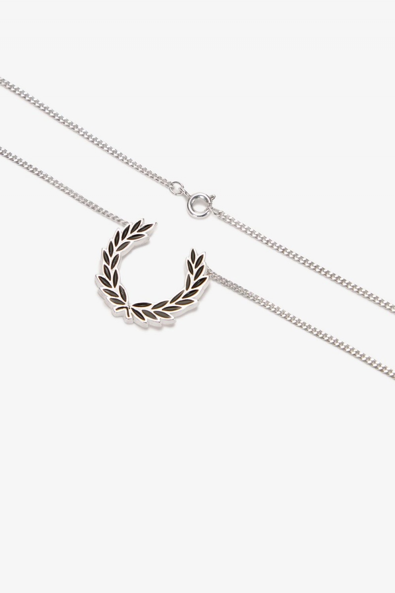 Fred Perry Laurel Wreath Necklace Men's Jewellery Metallic Silver | LQVEP4752