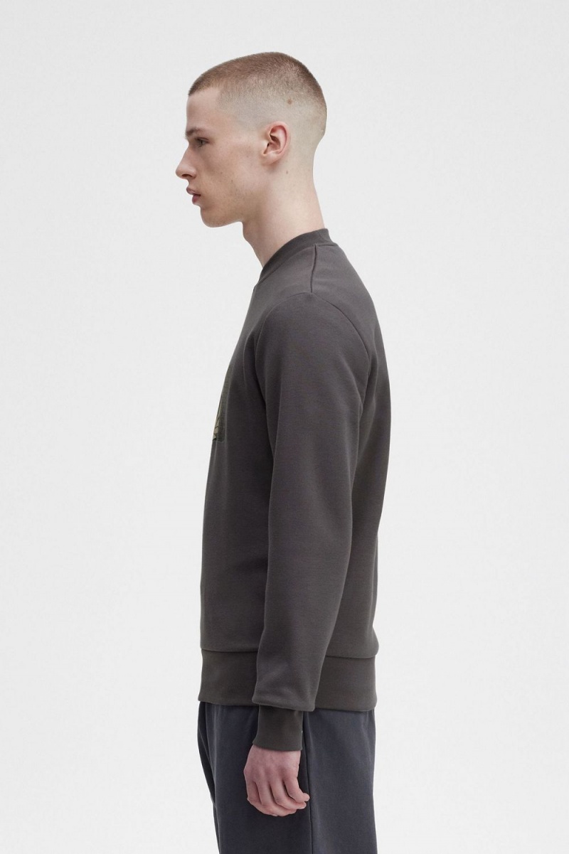 Fred Perry Layered Graphic Men's Sweatshirts Gunmetal | LCHTO8260