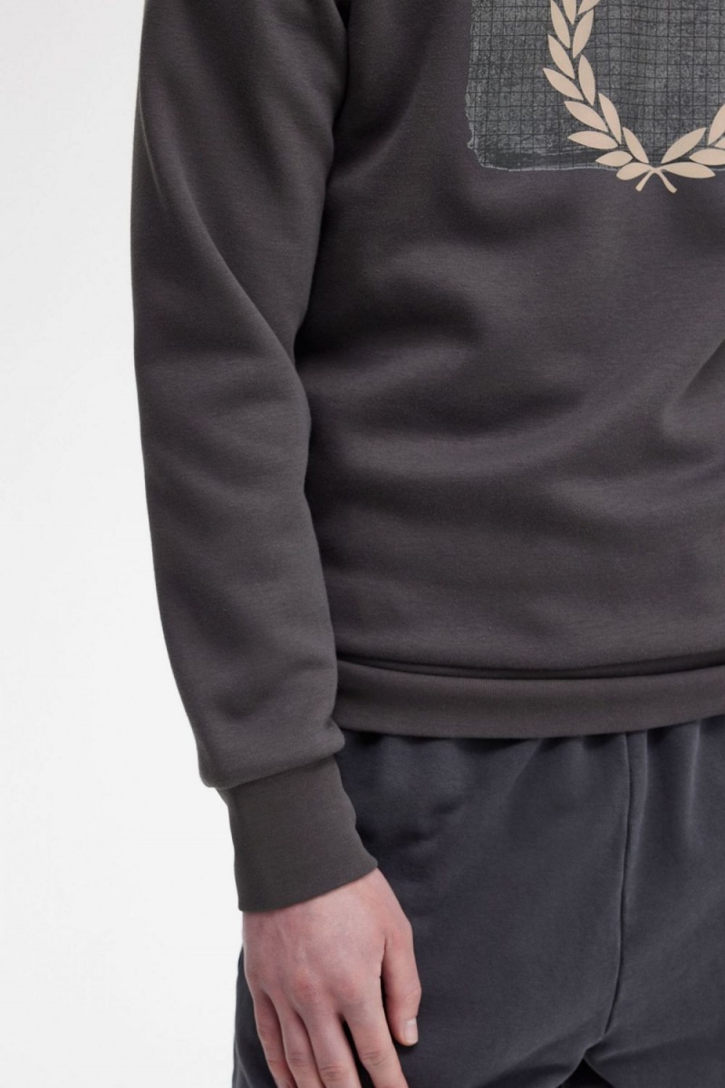 Fred Perry Layered Graphic Men's Sweatshirts Gunmetal | LCHTO8260