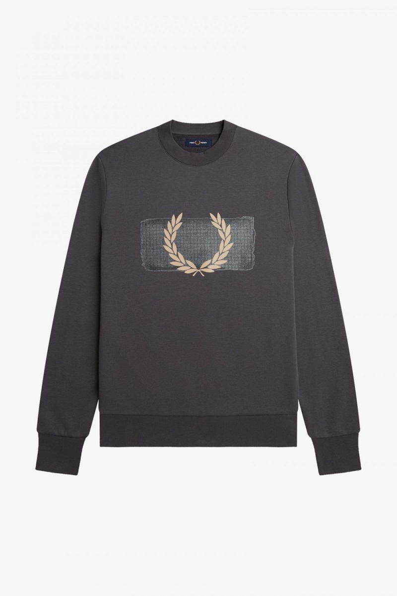 Fred Perry Layered Graphic Men's Sweatshirts Gunmetal | LCHTO8260