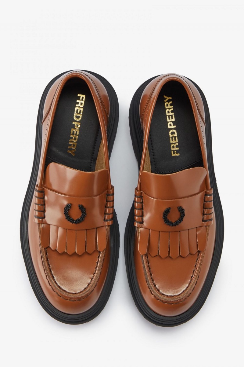 Fred Perry Leather Men's Loafers Tan | RSCYJ7691