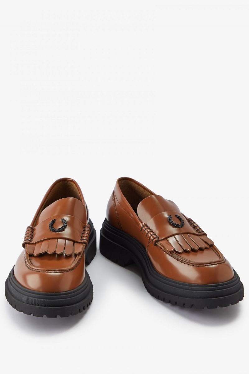 Fred Perry Leather Men's Loafers Tan | RSCYJ7691