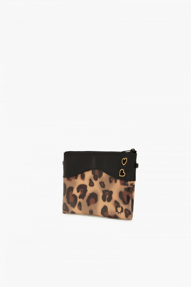 Fred Perry Leopard Print Side Women's Bags Tonal Leopard | INHPB0825