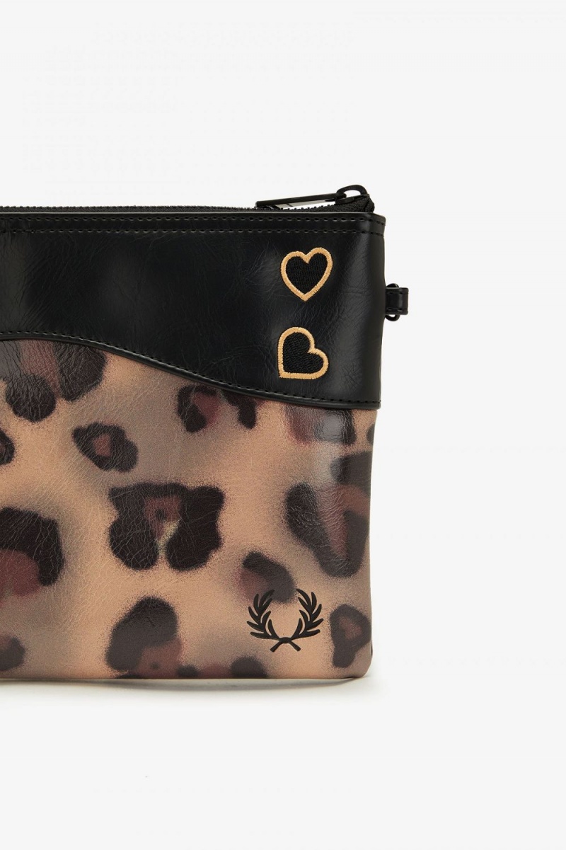 Fred Perry Leopard Print Side Women's Bags Tonal Leopard | INHPB0825