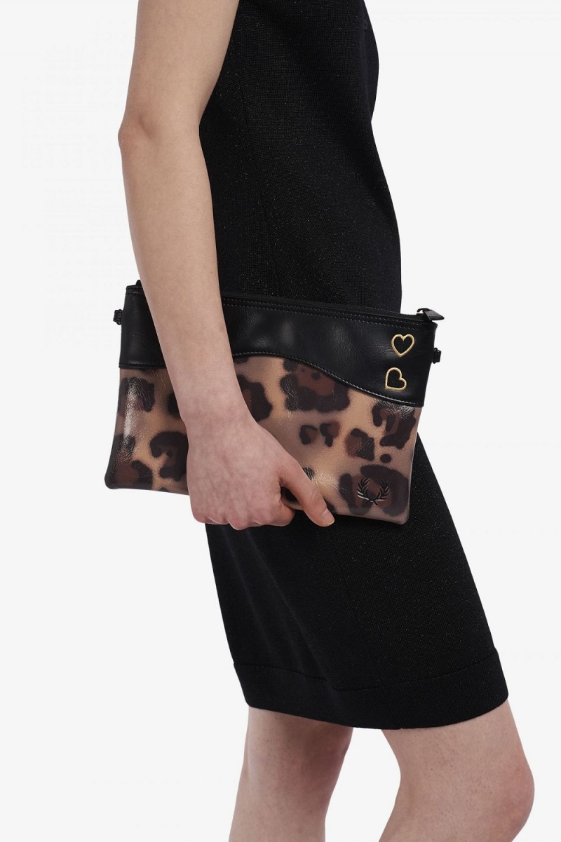 Fred Perry Leopard Print Side Women's Bags Tonal Leopard | INHPB0825