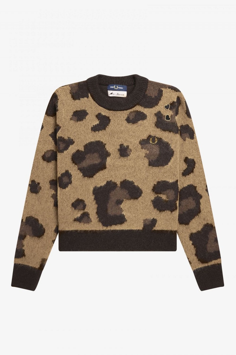 Fred Perry Leopard Women's Jumper Tonal Leopard | DHRVI4385