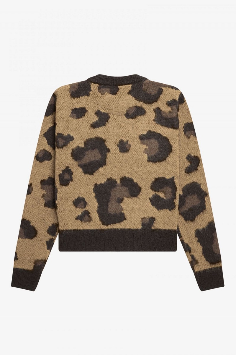 Fred Perry Leopard Women's Jumper Tonal Leopard | DHRVI4385