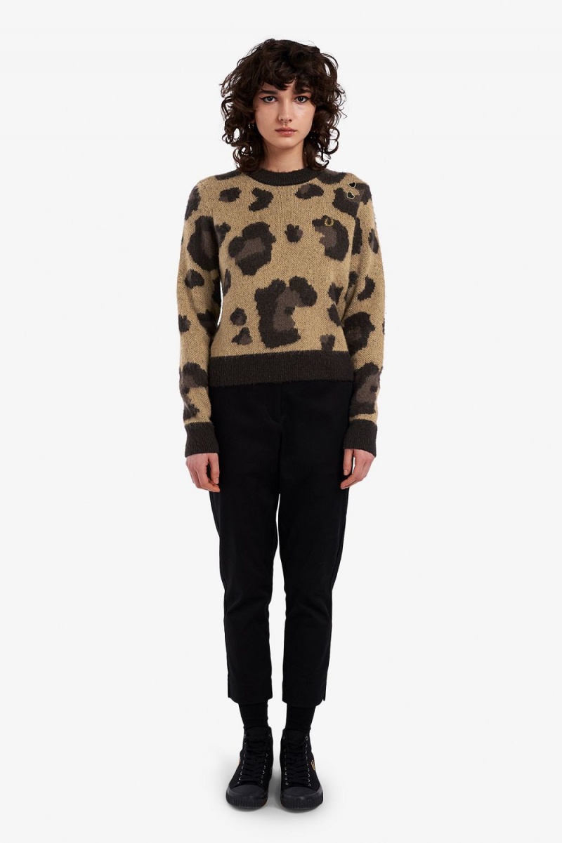 Fred Perry Leopard Women's Jumper Tonal Leopard | DHRVI4385