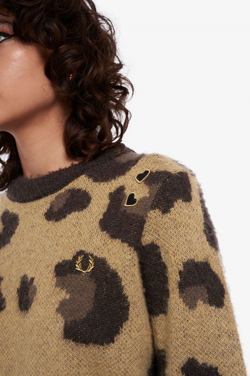 Fred Perry Leopard Women's Jumper Tonal Leopard | DHRVI4385