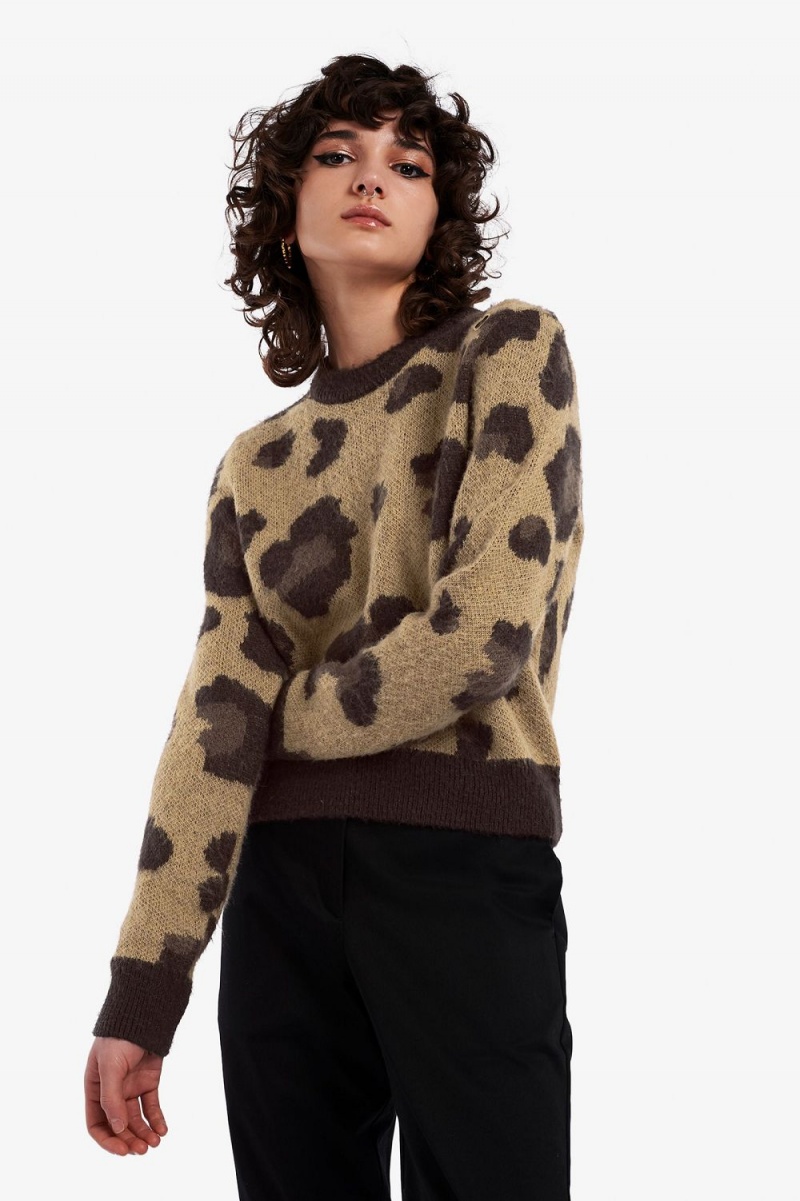 Fred Perry Leopard Women\'s Jumper Tonal Leopard | DHRVI4385