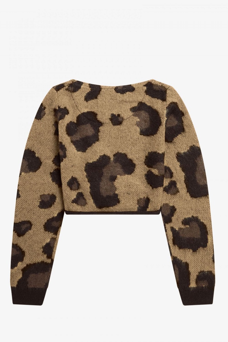 Fred Perry Leopard Wrap Women's Cardigan Tonal Leopard | EAYKJ1648