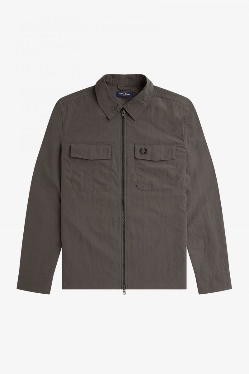 Fred Perry Lightweight Zip-Through Men's Shirt Field Green | MDKZE5830