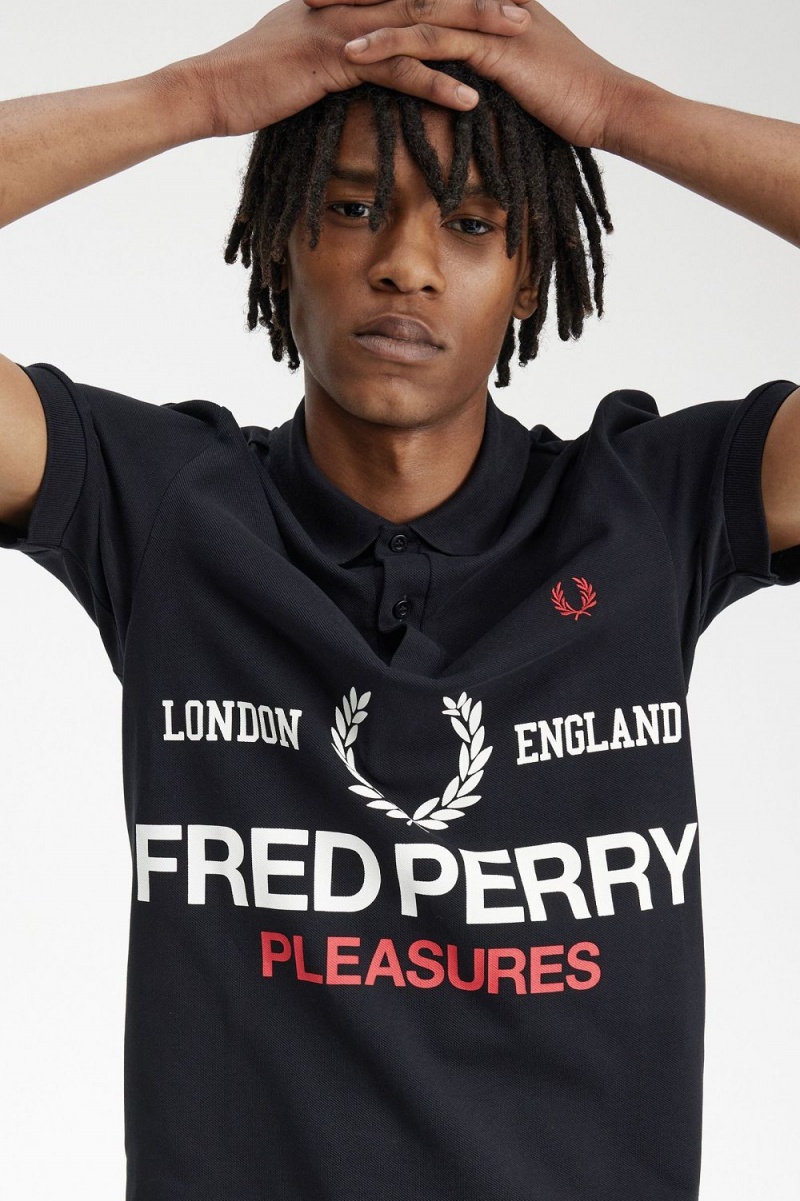 Fred Perry Logo Men's Shirt Black | UEATF8346