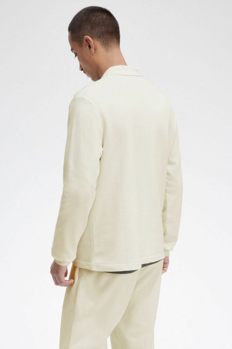 Fred Perry Long Sleeve Loopback Men's Sweatshirts Beige | BDEOV5671