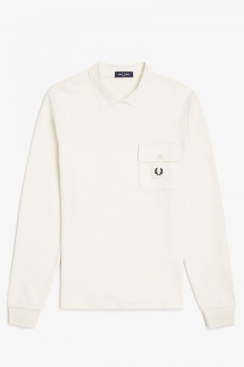 Fred Perry Long Sleeve Loopback Men's Sweatshirts Beige | BDEOV5671