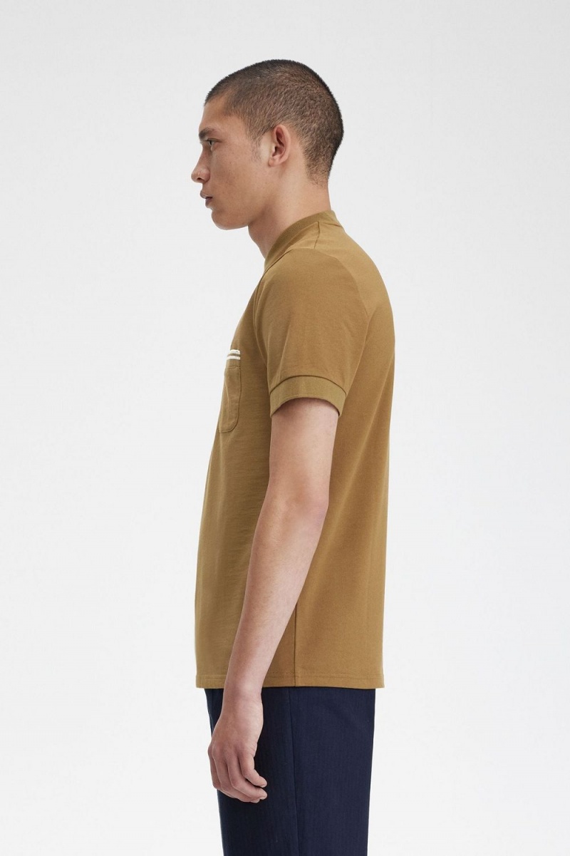 Fred Perry Loopback Jersey Pocket Men's T-Shirt Brown | RCKJQ8293