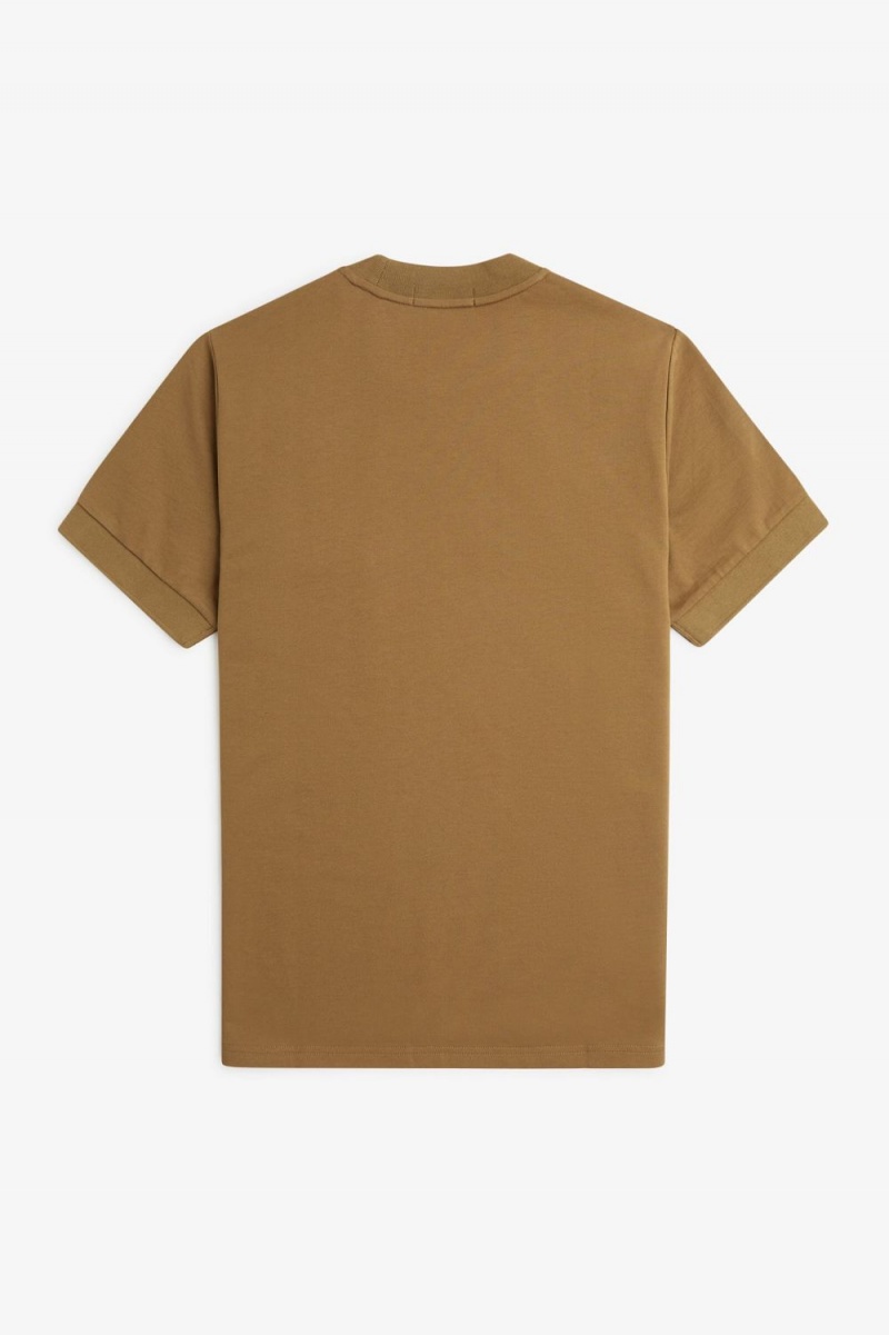 Fred Perry Loopback Jersey Pocket Men's T-Shirt Brown | RCKJQ8293