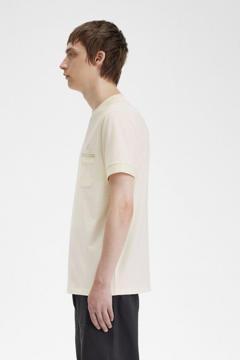 Fred Perry Loopback Jersey Pocket Men's T-Shirt Beige | SBZQG6372