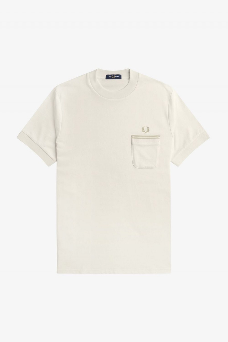 Fred Perry Loopback Jersey Pocket Men's T-Shirt Beige | SBZQG6372