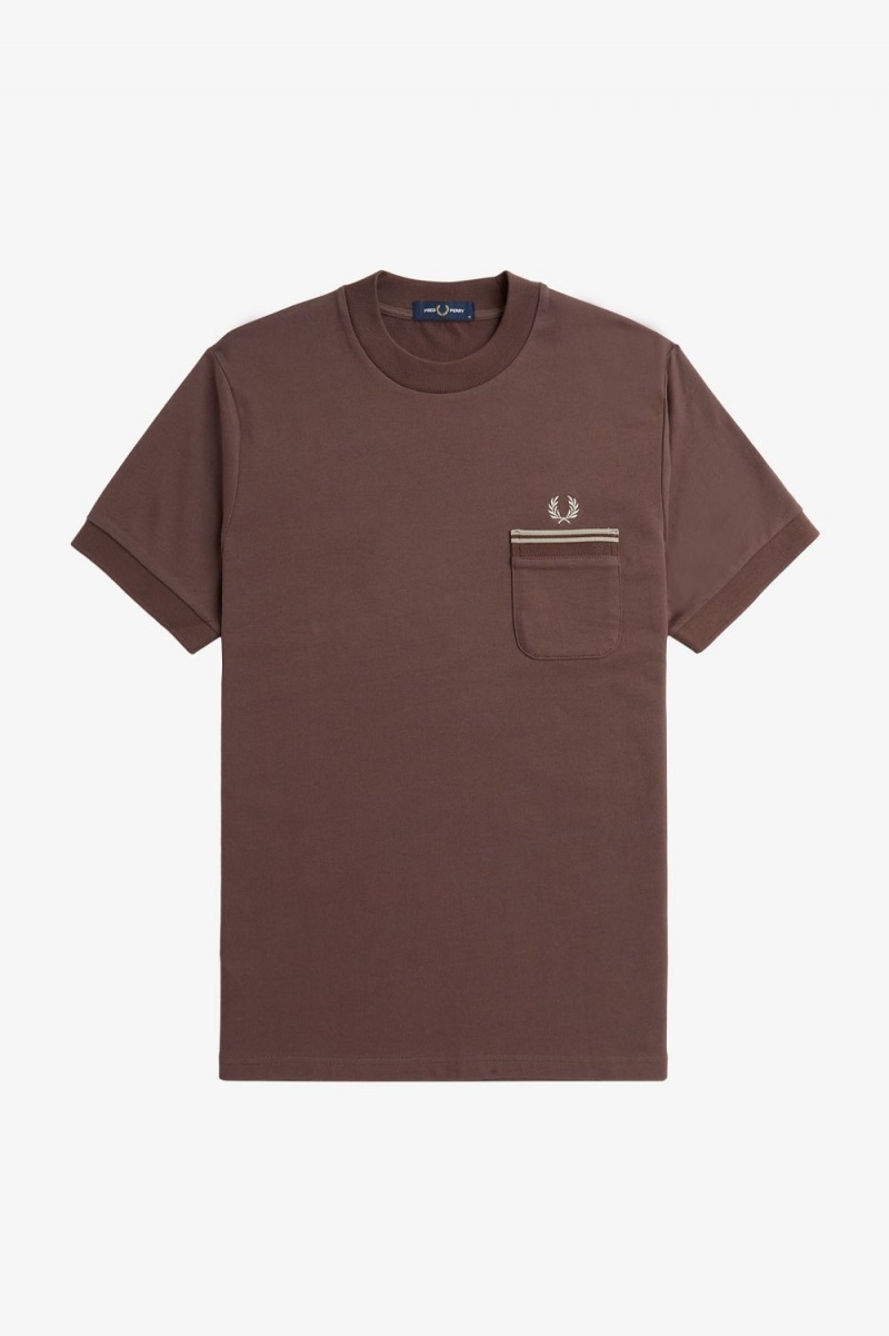 Fred Perry Loopback Jersey Pocket Men's T-Shirt Dark Red | CEFUH6290