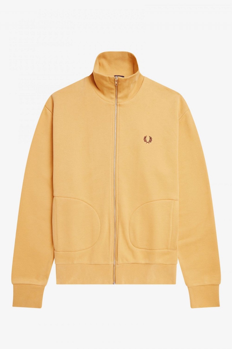 Fred Perry Loopback Men\'s Track Jackets Khaki | SYEBC6287