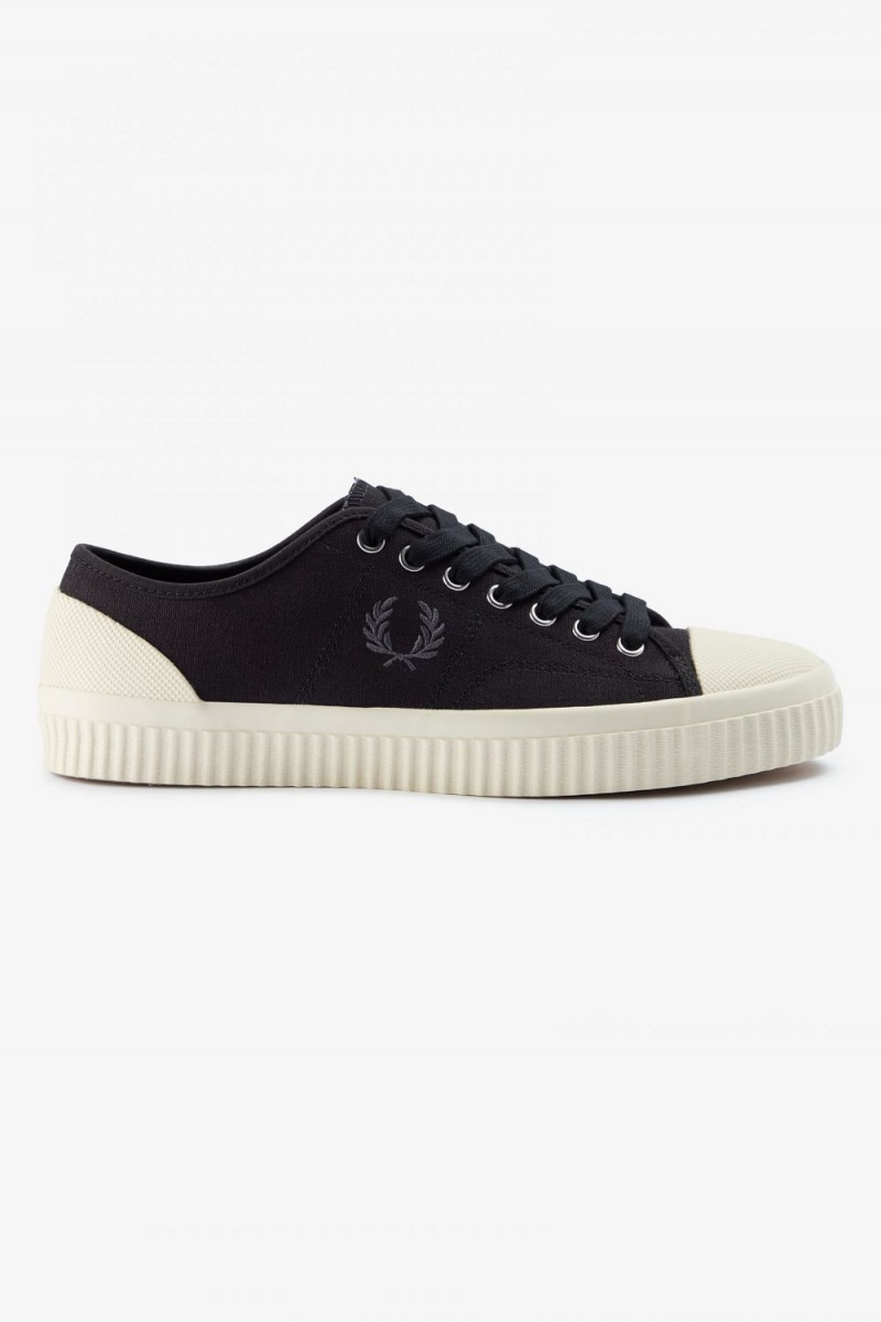 Fred Perry Low Hughes Men's Plimsolls Black Gunmetal | DKEQR5238