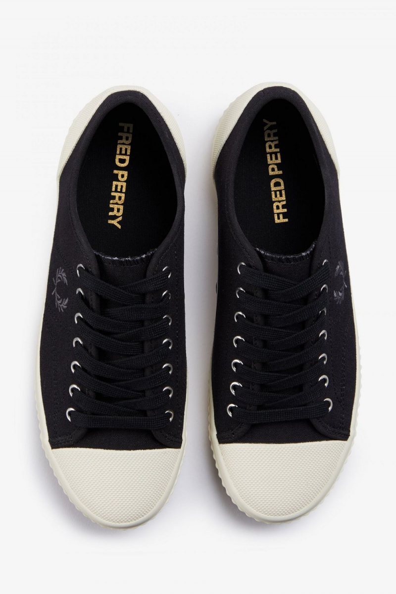 Fred Perry Low Hughes Men's Plimsolls Black Gunmetal | DKEQR5238