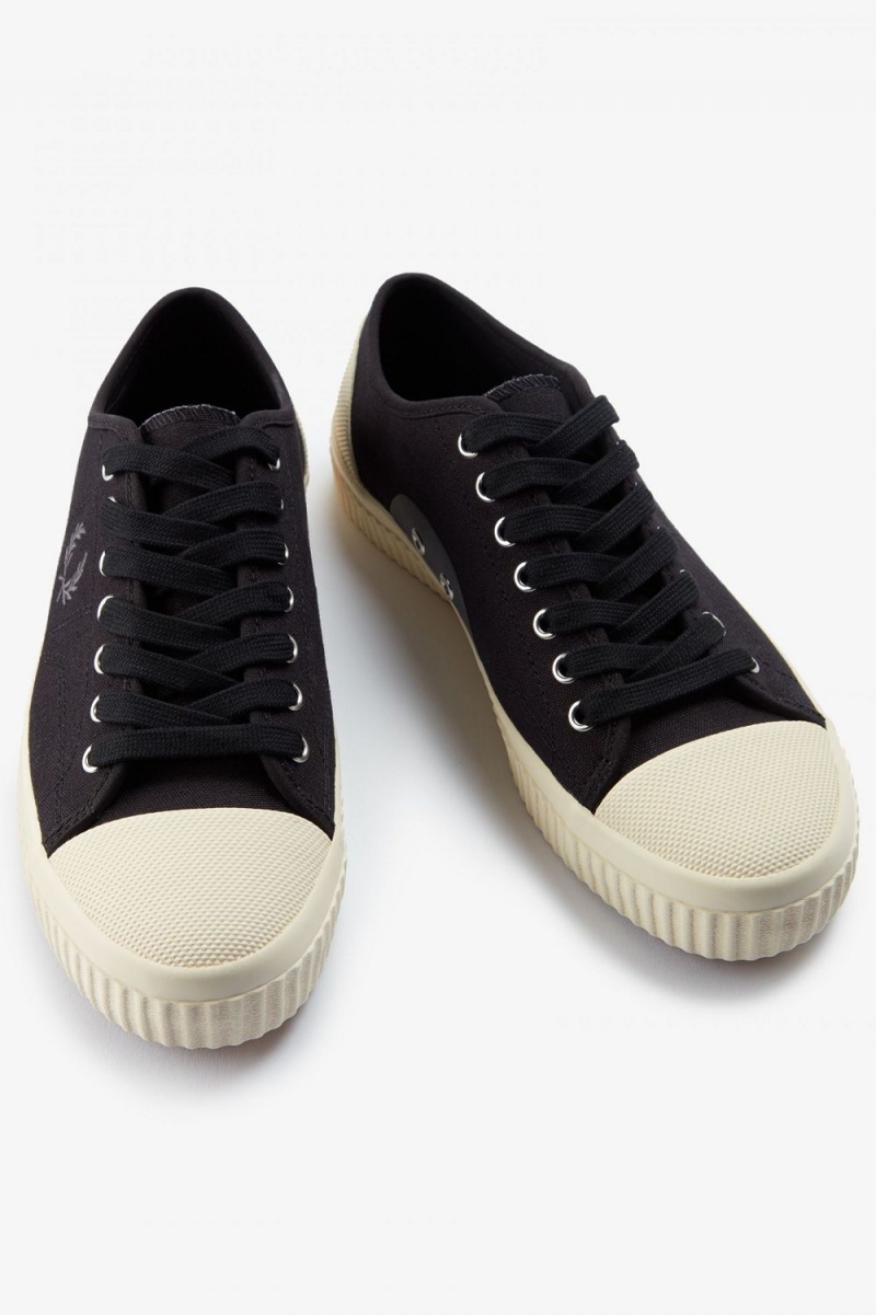 Fred Perry Low Hughes Men's Plimsolls Black Gunmetal | DKEQR5238