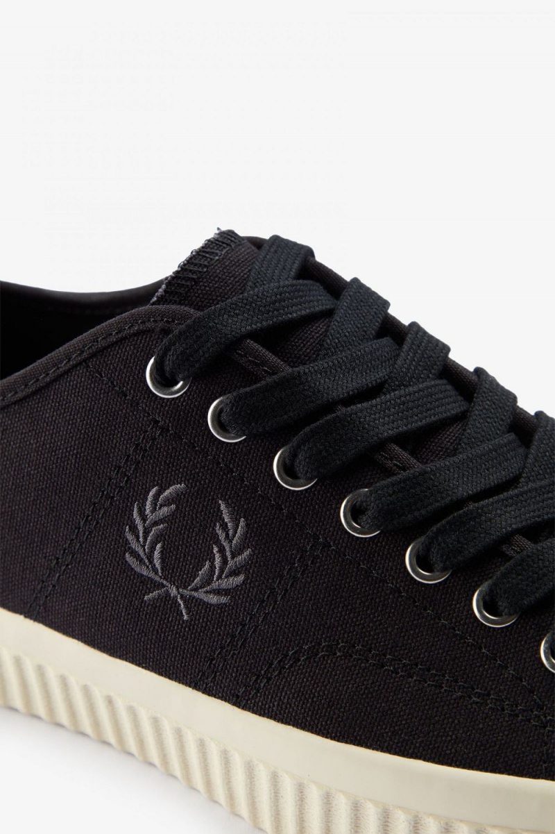 Fred Perry Low Hughes Men's Plimsolls Black Gunmetal | DKEQR5238